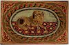 19TH C. HOOKED RUG OF DOG