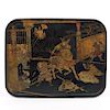 Japanese Lacquered Tray Depicting a Warrior Punishing his Vanquished Enemy, ca. 1880