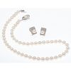 14 Karat White Gold Cultured Pearl Necklace and Earrings