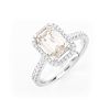 Approx. 2.10 Carat Emerald Cut Diamond and 18 Karat White Gold Engagement Ring accented throughout with Round Brilliant Cut Diamonds. 