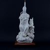 Large Chinese Blanc De Chine Porcelain Guanyin Grouping Mounted as Lamp.