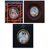 Collection Of Three (3) Finely Painted 18/19th Century Hand Painted Portrait Miniatures. Various sitters.