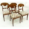 Set of Four (4) Antique Biedermeier Satin Birch and Upholstered Side Chairs.