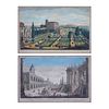 Two (2) Antique Hand Color Engravings, "A View of the Seat of Belvedere in Vaticano near Rome" for Robert Williamson and "Rome dans sa Splendeur Ancie