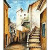 Georges Tardieu, (b.1927- ) Painting on porcelain "Street In Biot". 