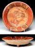 Mayan Polychrome Tripod Plate w/ Deer Head