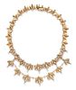 A Retro Yellow Gold and Diamond Necklace with Detachable Swag Accent, 66.40 dwts.