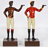 Two 20th C. Miniature Painted Iron Jockeys