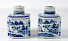Pr. Chinese Blue & White Porcelain Tea Caddies