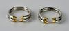 Two Signed Bvlgari Brutalist Gold Arrow Rings
