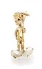 An 18 Karat Yellow Gold and Cultured Pearl Pin, 7.20 dwts.