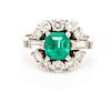 A Platinum, Diamond and Emerald Ring, 3.60 dwts.
