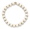 An 18 Karat Yellow Gold and White Hardstone Bead Necklace,