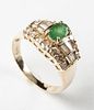 14K Emerald & 1 CTW Diamond Ring