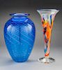 2 Art Glass Vases Incl Matthew Larwood