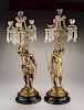 Pair of Figural Indian Candelabra with Crystals