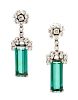 A Pair of Platinum, Tourmaline and Diamond Earrings, H. Stern 7.25 dwts.