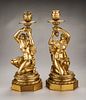 Pair of Figural Gilt Brass Candlesticks