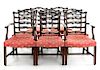 Set of 8 Chippendale Revival Ribbon Back Chairs