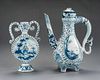 2 Pcs Faience Incl Moon Vase and Ewer
