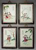 4 Chinese Porcelain Four Seasons Plaques