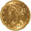 U.S. 1908 LIBERTY $5 GOLD COIN