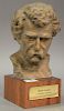Ernfred Anderson (b. 1896) plaster sculpture bust of Mark Twain, signed on back of bust. height 12 inches.