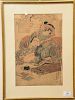 Keisei Eisen (1790-1848), woodblock print in colors, Japanese Poetess in Kimono, having original "Collection of David Rockefeller" i...
