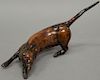 Carved wood root rat (two legs repaired).  length 11 1/2 inches   Provenance: Estate of Peggy & David Rockefeller having stamp...