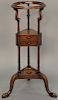 Mahogany pot stand with two small drawers. height 32 inches, diameter 12 inches