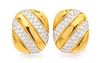 A Pair of 18 Karat Yellow Gold and Diamond Earclips, 15.35 dwts.