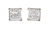 A Pair of 14 Karat White Gold and Diamond Earrings, 1.30 dwts.