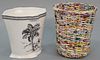 Assorted lot of baskets to include a black and white porcelain wastebasket, wicker baskets, painted tin baskets, etc. 

Provenance: ...