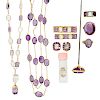 COLLECTION OF CARVED MOONSTONE OR AMETHYST JEWELRY
