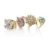 GROUP OF DIAMOND OR GEM SET YELLOW GOLD RINGS