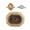 VICTORIAN OR EDWARDIAN GOLD BROOCH & RINGS