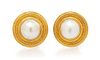A Pair of 22 Karat Yellow Gold and Cultured Mabe Pearl Earclips, 15.75 dwts.