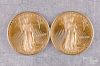 Two Liberty Eagle 1 ozt gold coins