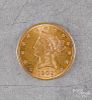 U.S. 1902 ten dollar Liberty Head gold coin