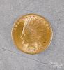 US 1915 Indian head ten dollar gold coin.