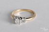 14K gold and diamond ring, size 6, 1.5 dwt.