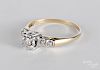 14K gold and diamond ring, size 9, 1.1 dwt.