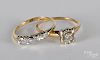 Two 14K gold and diamond rings, 2.6 dwt.