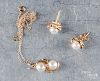 14K yellow gold pearl earrings & matching necklace