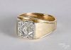 14K gold and diamond ring, size 11 1/2, 5.5 dwt.