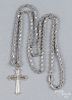 14K white gold necklace with cross pendant