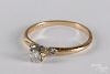 14K yellow gold and diamond ring, 1 dwt.