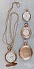 Four antique gold filled pocket watches.
