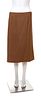 An HermËs Brown Cashmere Skirt, Size 44.
