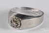 14K white gold and diamond cluster ring size 11